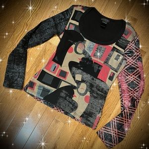 Vintage Custo Barcelona retro print long sleeve top